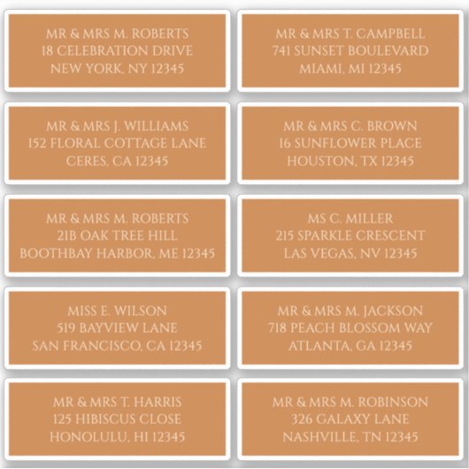 10 Name des Gastes Champagne Gold Aufkleber (Vorderseite)