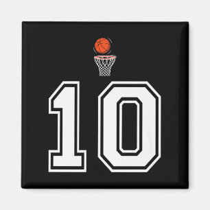 10 Nummern Basketball Stil Vintag Weiß Premium Magnet