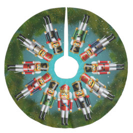 10 Nutcracker Toy Soldiers und ein Nutcracker King Polyester Weihnachtsbaumdecke