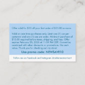 10 off Promo Business Card Begleitkarte (Rückseite)