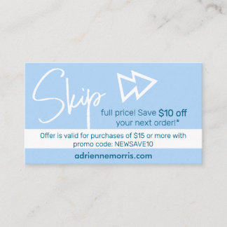 10 off Promo Business Card Begleitkarte