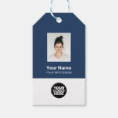 10 Öko Mitarbeiter-Foto, BarCode, Logo, Namensmark Geschenkanhänger (Vorderseite)