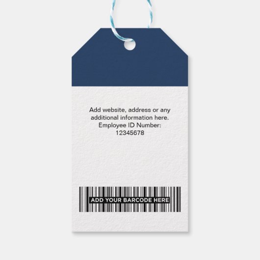 10 Öko Mitarbeiter-Foto, BarCode, Logo, Namensmark Geschenkanhänger (Rückseite)