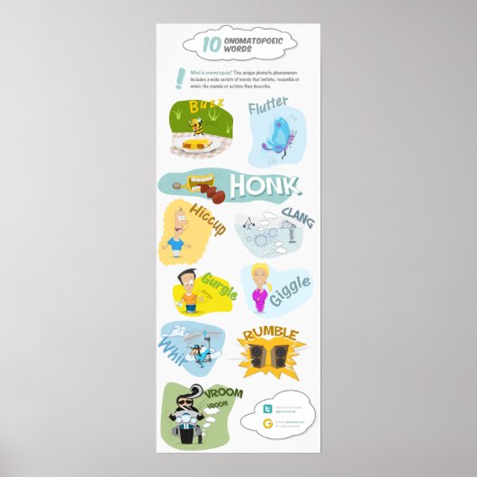 10 Onomatopoetische Wörter für Poesie und Alltagsg Poster (Vorne)