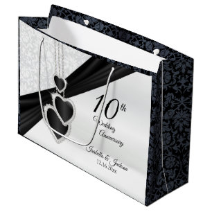 10. Onyx und weißer Hochzeitstag - groß Große Geschenktüte