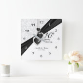 10. Onyx und White Wedding Anniversary Keepake Quadratische Wanduhr (Zuhause)