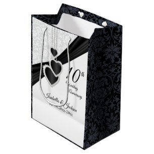 10. Onyx und White Wedding Jubiläum Mittlere Geschenktüte