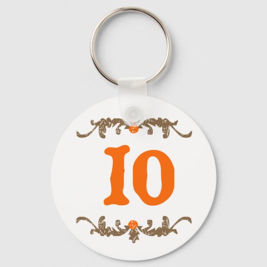 #10 Orange & Brown Scroll Schlüsselanhänger (Vorderseite)