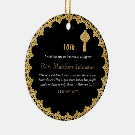 10. Ordination Jubiläum Personalisierte Schrift Keramik Ornament (Rechts)