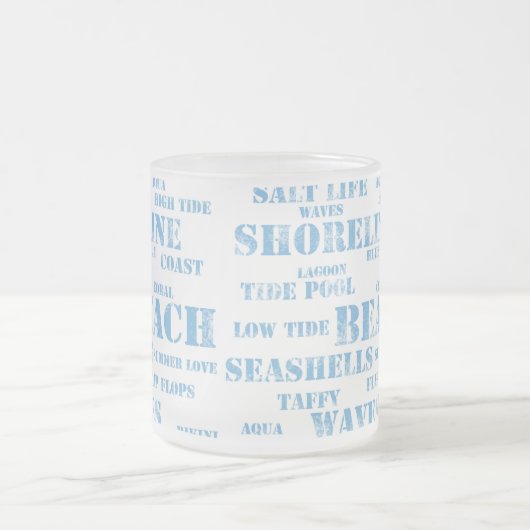 10 oz frosted mug in beach text mattglastasse (Mittel)