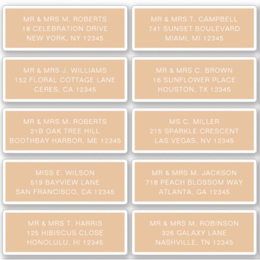 10 Party für die Anschrift des Gastes Wedding Sti Aufkleber (Vorderseite)