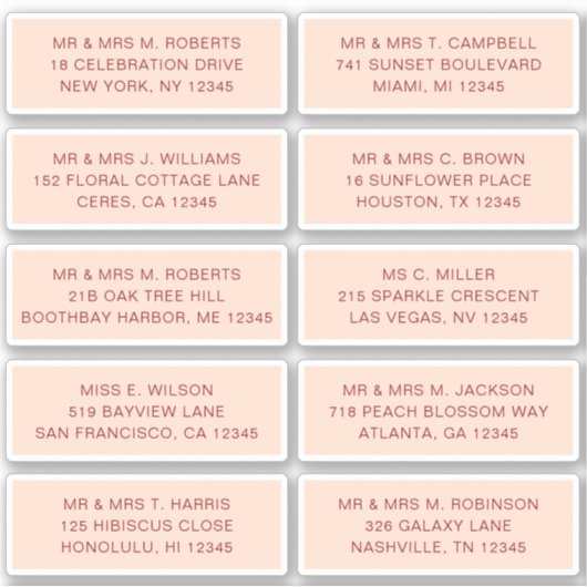 10 Party mit individueller Gastadresse Hochzeit Aufkleber (Vorderseite)