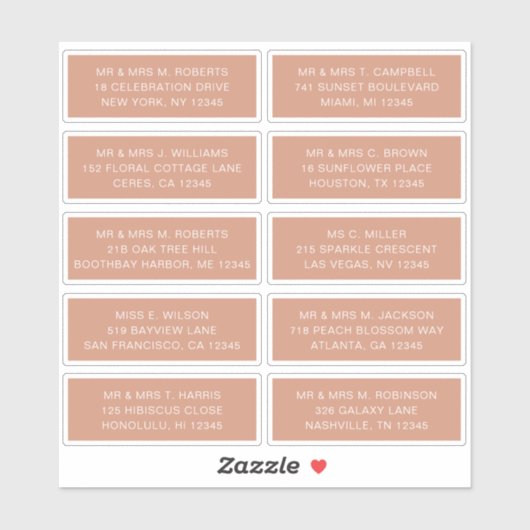 10 Party mit individueller Gastadresse Hochzeit Aufkleber (Blatt)