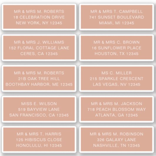 10 Party mit individueller Gastadresse Hochzeit Aufkleber (Vorderseite)