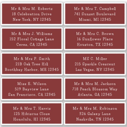 10 Party mit individueller Gastadresse Hochzeit Aufkleber (Vorderseite)