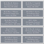 10 Party mit individueller Gastadresse Hochzeit Aufkleber<br><div class="desc">10 Gast Name Address Party Wedding Gray Script Stickers bietet 10 Aufkleber mit Ihrem individuellen Gast Namen und Adresse auf jedem Aufkleber in Weiß auf einem Stahlgrauen Hintergrund. Auch ideal für Weihnachts- und Feiertagskarten, Party Einladungen, Dankeschön-Karten und Büropost. Bearbeiten Sie den Text einfach in den dafür vorgesehenen Textfeldern. Evco Studio...</div>
