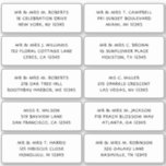 10 Party mit individueller Gastadresse Hochzeit Aufkleber<br><div class="desc">10 Party für die persönliche Gästenadresse Wedding Black Script Stickers enthält 10 Aufkleber mit Ihrem individuellen Gästennamen und Ihrer persönlichen Adresse auf jedem Aufkleber in schwarz auf weißem Hintergrund. Auch ideal für Weihnachts- und Feiertagskarten, Party Einladungen, Dankeschön-Karten und Büropost. Bearbeiten Sie den Text einfach in den dafür vorgesehenen Textfeldern. Weitere...</div>