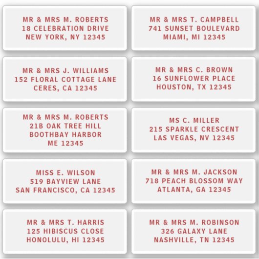 10 Party mit individueller Gastadresse Hochzeit Aufkleber (Vorderseite)