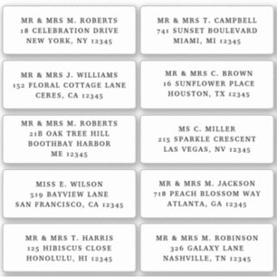 10 Party mit individueller Gastadresse Hochzeit Aufkleber