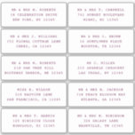 10 Party mit individueller Gastadresse Hochzeit Aufkleber<br><div class="desc">10 Das Party für die persönliche Gästenadresse "Wedding Lila Script Stickers" enthält 10 Aufkleber mit Ihrem individuellen Gästennamen und Ihrer persönlichen Adresse auf jedem Aufkleber in lila Schrift auf weißem Hintergrund. Auch perfekt für Weihnachts- und Feiertagskarten, Geburtstagsfeiern, Hochzeitseinladungen, Babyduschen, Brautparty, Dankeschön-Karten und Office-Mail-Outs. Bearbeiten Sie den Text einfach in den...</div>