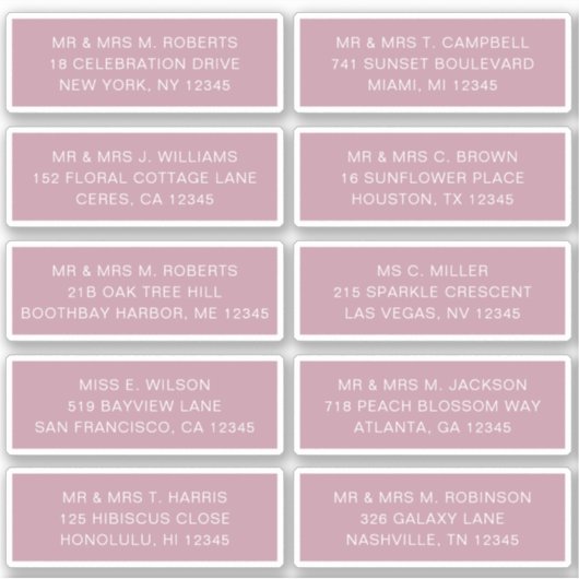 10 Party mit individueller Gastadresse Hochzeit Aufkleber (Vorderseite)