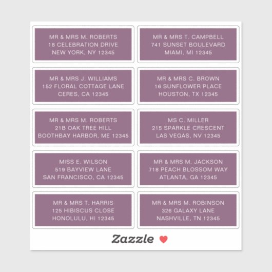 10 Party mit individueller Gastadresse Hochzeit Aufkleber (Blatt)