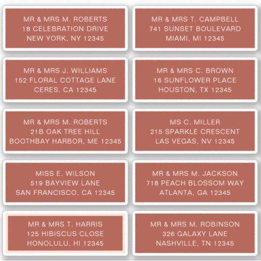 10 Party mit individueller Gastadresse Hochzeit Aufkleber (Vorderseite)