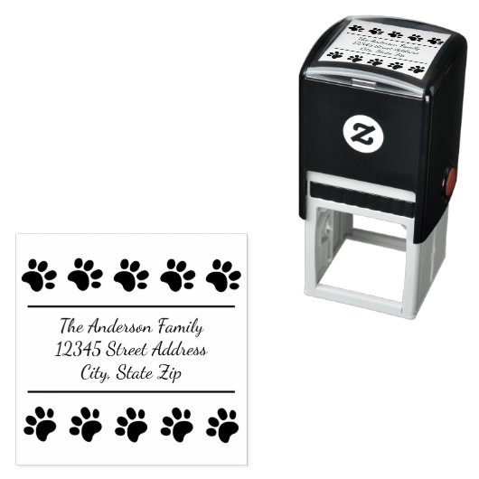 10 Paw Prints - Selbstfarbige Briefmarke auf Platz Permastempel (Beispiel)