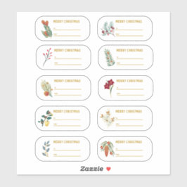 10 pc Floral & Gold Weihnachtsgeschenk Etikett Auf