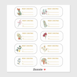 10 pc Floral & Gold Weihnachtsgeschenk Etikett Auf