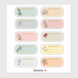 10 pc Floral & Gold Weihnachtsgeschenk Etikett Auf