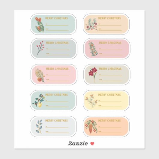 10 pc Floral & Gold Weihnachtsgeschenk Etikett Auf (Blatt)