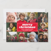 10 Photo Collage - Merry Christmas Red Line Art Feiertagskarte (Vorderseite)