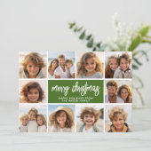 10 Photo Collage - Merry Christmas Retro Stripes Feiertagskarte (Stehend Vorderseite)