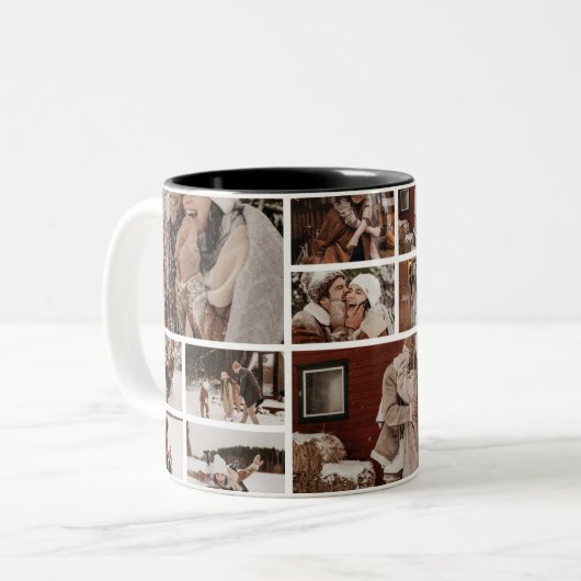 10 Photo Minimialist Our First Christmas Married Zweifarbige Tasse (Vorderseite Links)