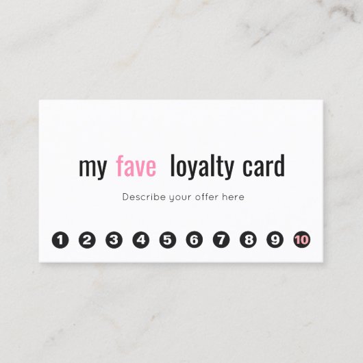 10 Punch Pink Beauty Salon Kundenbindungskarte 2 Treuekarte (Vorderseite)