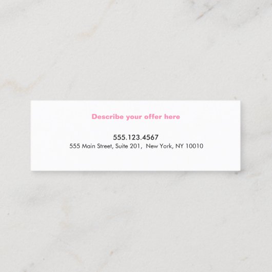 10 Punch Pink Beauty Salon Kundenkarte Treuekarte (Rückseite)