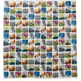 10 Quadrat Foto Gittervorlage gerundeter weißer Ra Duschvorhang