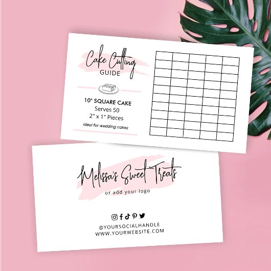 10" Quadrat Kuchen 2x1 Portionen Schneideführer Begleitkarte