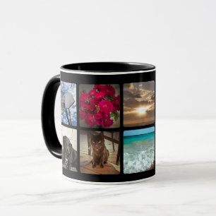 10 Quadrat Schwarze FotoCollage Tasse