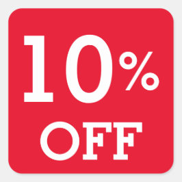 10% Rabatt 10% Rabatt Verkauf Weißrot Quadratischer Aufkleber