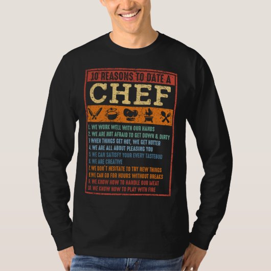 10 Reasons To Date A Chef Chief Cook Retro Culina T-Shirt (Vorderseite)