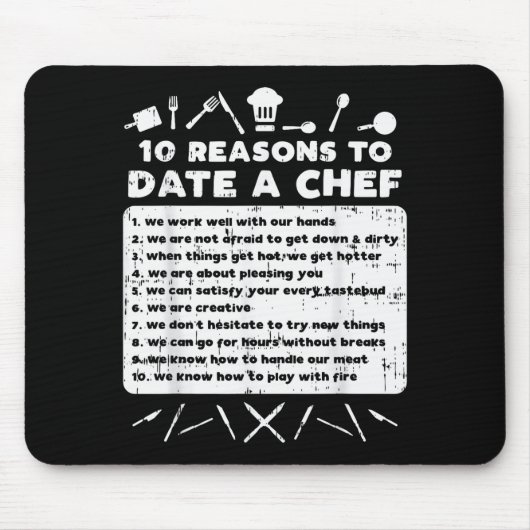 10 Reasons To Date A Chef Funny Dating Cook Men Wo Mousepad (Vorne)