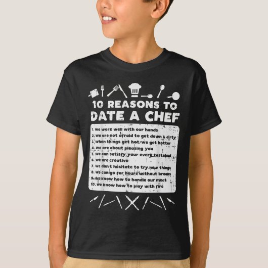 10 Reasons To Date A Chef Funny Dating Cook Men Wo T-Shirt (Vorderseite)