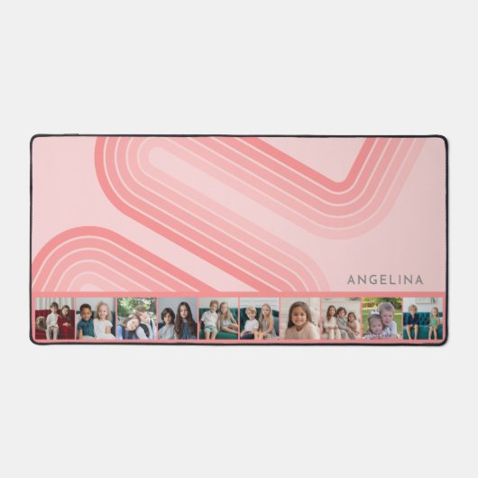 10 Retro-Kollage-Kurve und Rosa Streifen Schreibtischunterlage (Vorderseite)