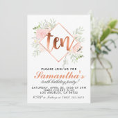 10. Rose Gold Geburtstag Einladung (Stehend Vorderseite)