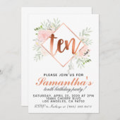 10. Rose Gold Geburtstag Einladung (Vorne/Hinten)