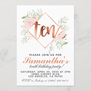 10. Rose Gold Geburtstag Einladung
