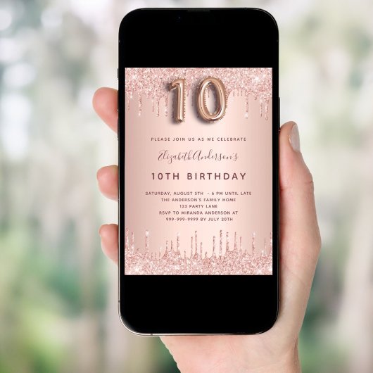 10. Rose Gold Tropfen Rosa Glam Einladung