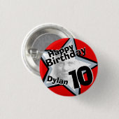 10. Roter grauer Knopf/Abzeichen Geburtstags-Foto Button (Vorne & Hinten)